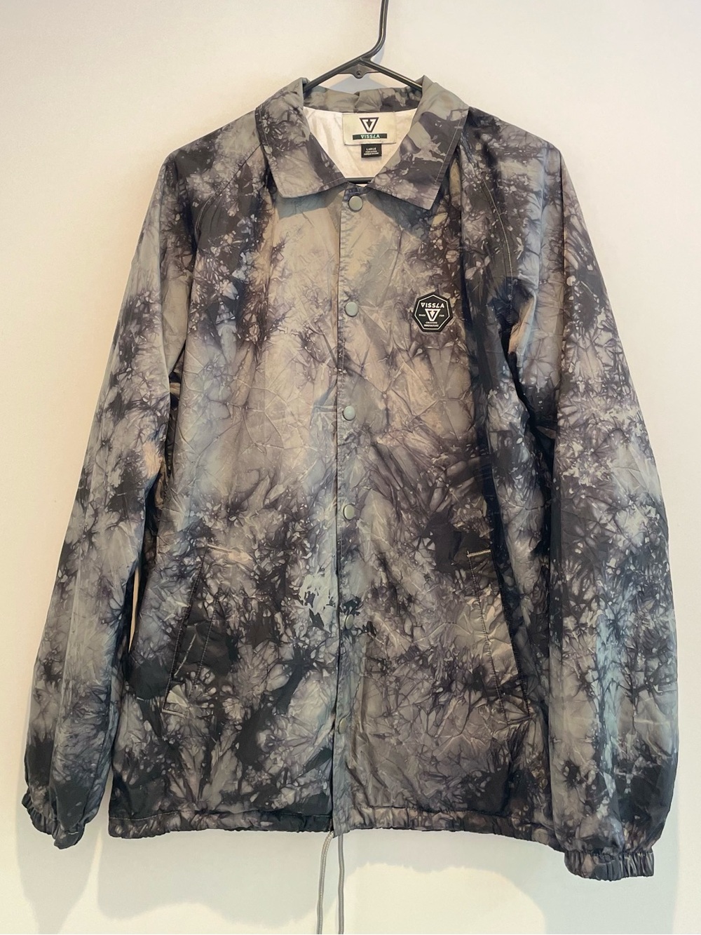 VISSLA Tie-Dye Windbreaker Shell Jacket  - size Large